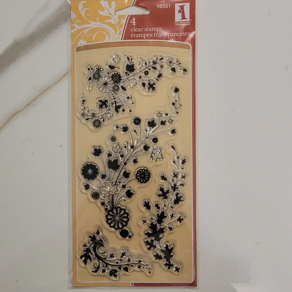 Inkadinkado Clear Craft Stamps Set of 4 AUTUMN 98551 FOILAGE TRAILS New
